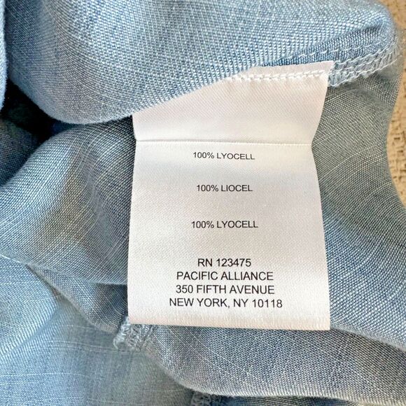 Jones New York Shirt Dress Women 6 Blue Chambray Pockets High Low Midi Dress - Picture 16 of 16